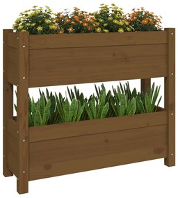 Mézbarna tömör fenyőfa növénytartó 77x25x66 cm