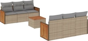vidaXL 7 részes bézs polyrattan kerti ülőgarnitúra párnákkal