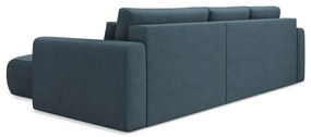 Kék kinyitható-tárolóhelyes sarokkanapé (jobb oldali-heverő résszel) Kapua – Makamii