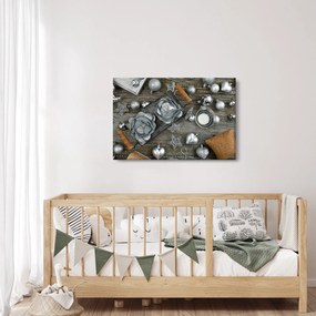 Kép - ezüst karácsonyi dekoráció (90x60 cm)