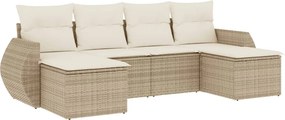 vidaXL 6 részes bézs polyrattan kerti ülőgarnitúra párnával