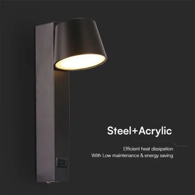 LED Fali spotlámpa USB porttal LED/8W/230V 3000K