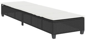 fekete polyrattan napozóágy párnákkal 55x200x25,5 cm