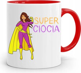 Piros Bögre Ajándék Néninek Szuper Néni nyomott mintával