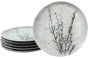 6 darabos Stone Bloom kerámia desszert tányérszett, 20 cm