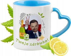 Andrzej Duda Kék Bögre Szív Alakú Füllel Ajándék
