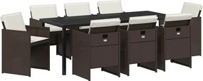 vidaXL Kert étkező szett 9 pcs Barna polirattan