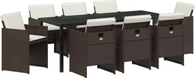 vidaXL Kert étkező szett 9 pcs Barna polirattan