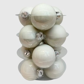 White fényes fehér üveg karácsonyi gömb szett 12*6cm
