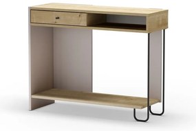 Konzolasztal tölgyfa dekoros asztallappal 35x100 cm Saturne – Marckeric