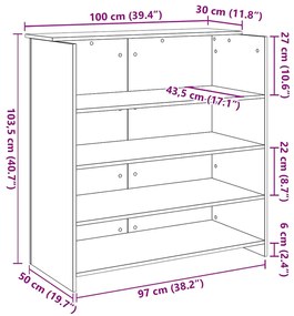 recepciós pult sonoma tölgy 100x50x103,5 cm szerelt fa
