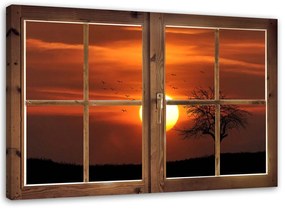 Gario Vászonkép Ablak - naplemente Méret: 60 x 40 cm