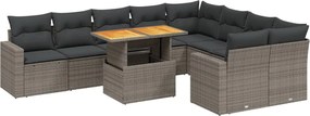 vidaXL 10 részes szürke polyrattan kerti ülőgarnitúra párnákkal