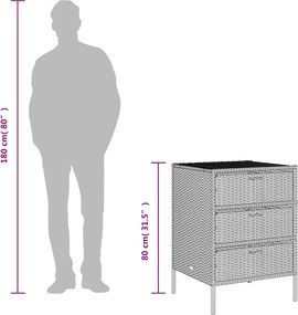 vidaXL bézs polyrattan kerti tárolószekrény 55 x 59 x 80 cm
