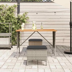 vidaXL szürke polyrattan akácfa lapos kerti asztal 105x75x72 cm