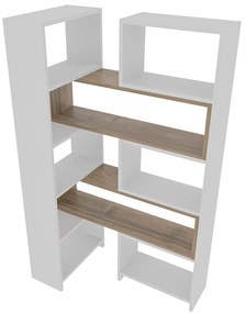 könyvespolc Poyraz - White, Walnut