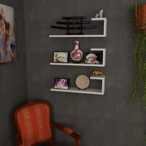 KÉSZLET 3x Fali polc EMILY 18x60 cm fehér