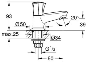 GROHE 20404001 - COSTA L álló szelep DN 15, fényes króm