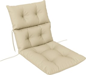 Outsunny Székpárna, 115x56 cm-es Székpárna Kötőszalagokkal, Hátpárna, 10 cm Vastag Párnázás, Vízálló Üléspárna Otthoni, Kerti, Irodai Használatra, Béz