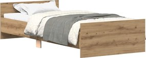vidaXL kézműves tölgy szerelt fa ágykeret matrac nélkül 100x200 cm