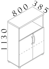 Visio LUX közepes szekrény 80 x 38,5 x 113 cm, dió