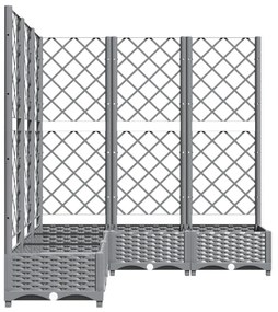 világosszürke PP rácsos kerti ültetőláda 120 x 120 x 121,5 cm