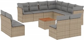 vidaXL 12 részes bézs polyrattan kerti ülőgarnitúra párnákkal