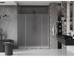 Mexen Velar Duo, tolózuhanyajtó nyitáshoz 180 cm, 8 mm-es matt üveg, polírozott grafit, 871-180-000-32-66