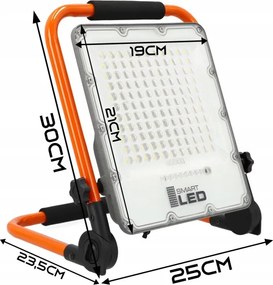 Újratölthető LED reflektor állvánnyal LED/50W/3,2V 4500K 5000 mAh IP65 narancssárga