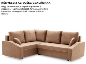 Grande Plus sarokkanapé, baloldali, szövet anyag, barna