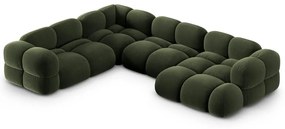 Zöld bársony sarokkanapé (bal oldali-U alakú) Loretto – Cosmopolitan Design
