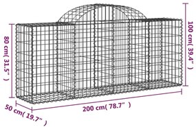 50 db íves horganyzott vas gabion kosár 200x50x80/100 cm