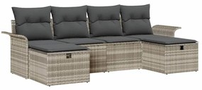 vidaXL Kerti Kanapé Szett párnával 6 pcs Világosszürke polirattan