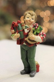 Klaszik karácsonyi figura fiú ajándékokkal 12cm