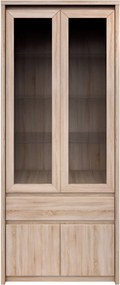 Vitrines szekrény, DTD laminált, tölgy sonoma, NORTY TYP 3
