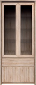 Vitrines szekrény, DTD laminált, tölgy sonoma, NORTY TYP 3