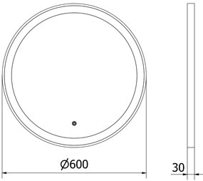 Mexen Esso kerek LED háttérvilágítású fürdőszobai tükör 60cm 6000K páramentes fűtőbetét fekete keret 9825-060-060-611-70