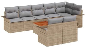 vidaXL Kerti Kanapé Szett párnával 9 pcs Bézs polirattan