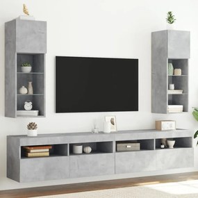 2 db betonszürke TV-szekrény LED-világítással 30,5 x 30 x 90 cm