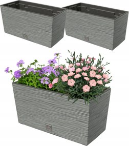 2x Virágtartó 12L erkélyláda 39,5x19,5 cm szürke tágas betét 8L
