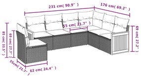 6 részes szürke polyrattan kerti ülőgarnitúra párnákkal