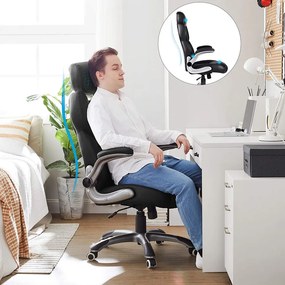 SONGMICS STEVON ergonomikus irodai és gamer forgószék, állítható fejtámlával, felhajtható karfákkal, max. 150 kg, fekete