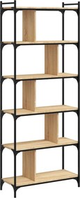 vidaXL 6 szintes sonoma tölgy színű fa könyvespolc 76 x 32 x 192 cm