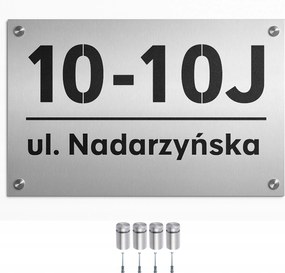 Prémium címtábla Rozsdamentes Acél (lézer) házszámmal, fekete