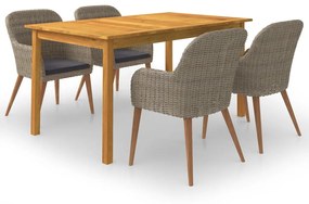 vidaXL 5 részes barna kerti étkezőgarnitúra