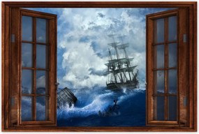 Poszterek 120x80 Vihar Tenger Hajó Tájkép