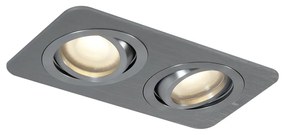 Lekerekített süllyesztett spotlámpa gunmetal GU10 50mm forgatható és dönthető IP44 2-lámpás - Alberto