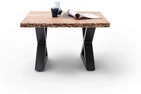 CARTAGENA dohányzó asztal akácfa 75x75cm - X alakú antracit szürke lábbal - Natúr