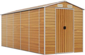vidaXL világosbarna horganyzott acél kerti fészer 191 x 470 x 198 cm