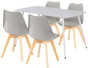 Ravena 4+1 étkező garnitúra fehér-szürke